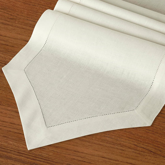 D'Moksha Homes Ivory Linen Table Runner 90 Inches Long - 100% Pure Linen Diamond Table Runner 14 x 90 Inch for Dining, Fall and Halloween - Machine Washable