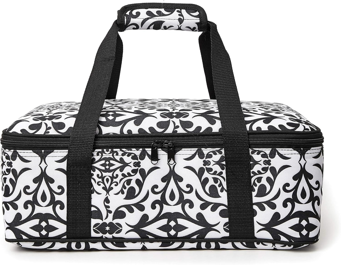 Insulated Casserole Carrier Fit 9"x13" Lasagna Baking Dish Pan for Hot or Cold Food Transport,Portable Reusable Lunch Warmer Tote Bag for Gathering,Camping/Office,Cookouts,Potluck Parties-Black
