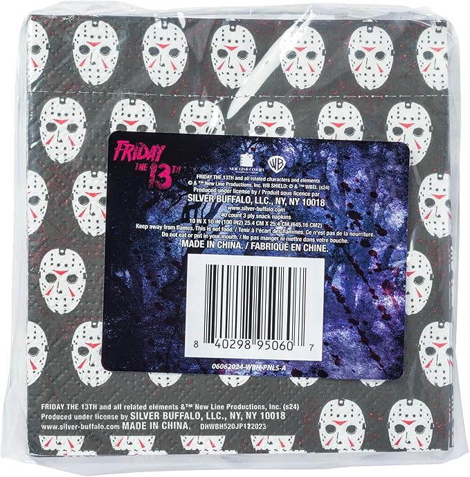Silver Buffalo Friday the 13th 40 Pack Party Paper Napkins