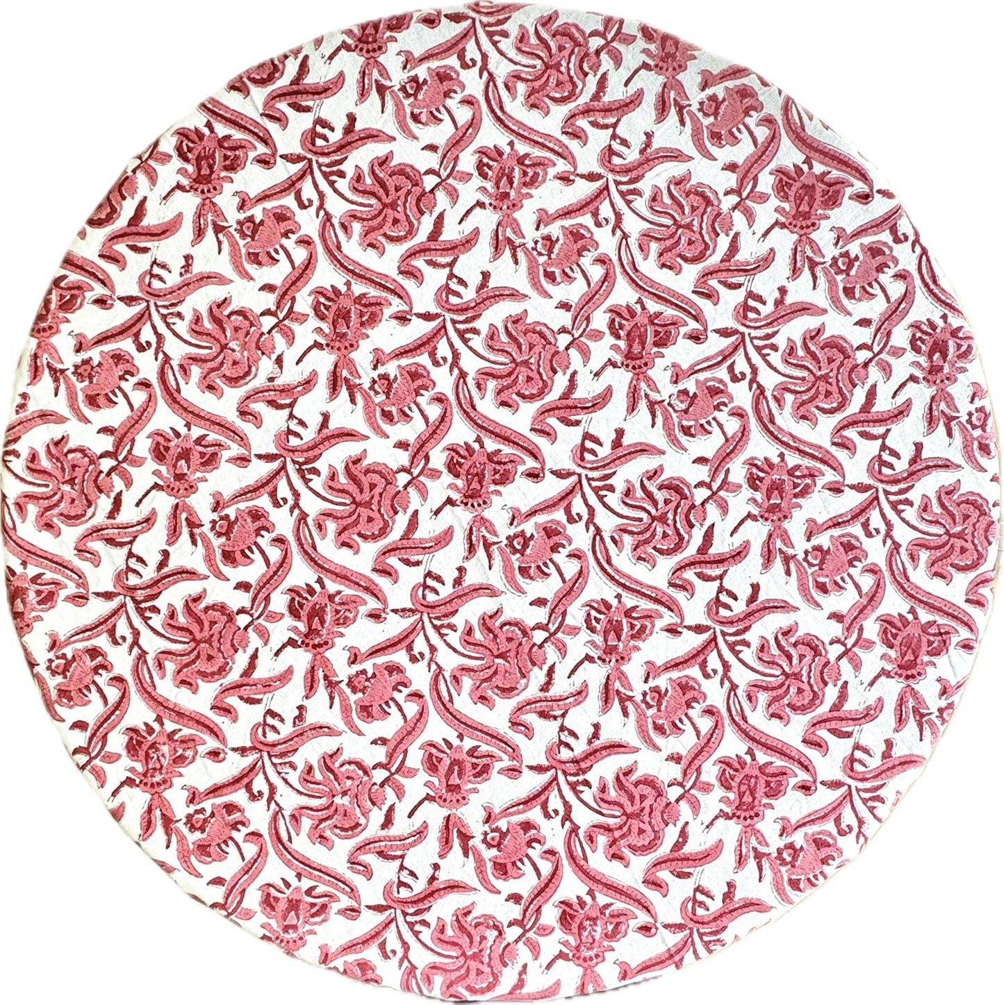 ATOSII Red Bloom 100% Cotton Round Boho Fall Tablecloth, Handblock Floral Table Cloth Linen for Kitchen Dining I Parties Wedding Outdoors Easter Thanksgiving I Fall Home Decor 60" Inches Round