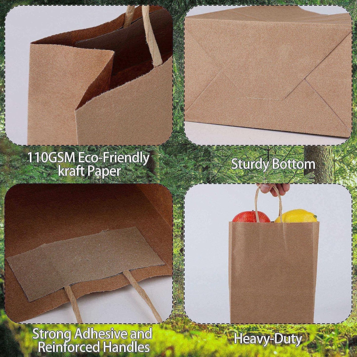 OEMVALATY 300Pcs 5.9x3.2x8.3 Inch Small Brown Paper Bags with Handles Bulk Gift Wrap Bags Kraft Paper Gift Bags for Birthday Party Favors Grocery Retail Business Shopping Merchandise Goody Craft Bags