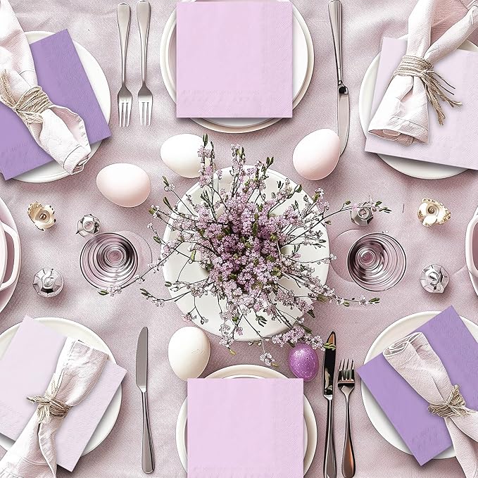 Whaline 150Pcs Lavender Paper Napkins 3 Colors Dinner Napkins Purple Disposable Luncheon Napkins for Graduation Party Congrats Grad Celebration Gathering Supplies Table Decor