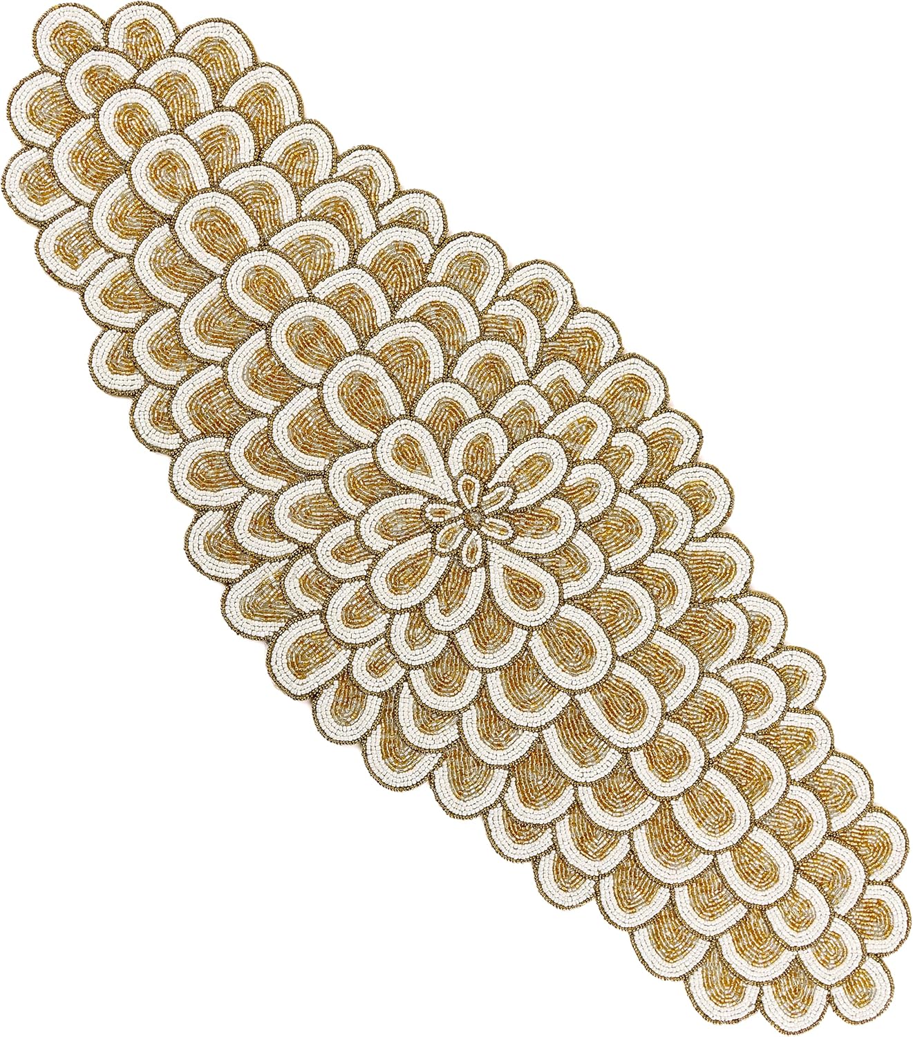 Beaded Table Runners 36 Inches, Hand Beaded Decorative Farmhouse Glitz Table Runner for Christmas Wedding Baby Shower Bridal Shower, Seasonal Winter Holiday Kitchen Dining Table - CLEENTABLE