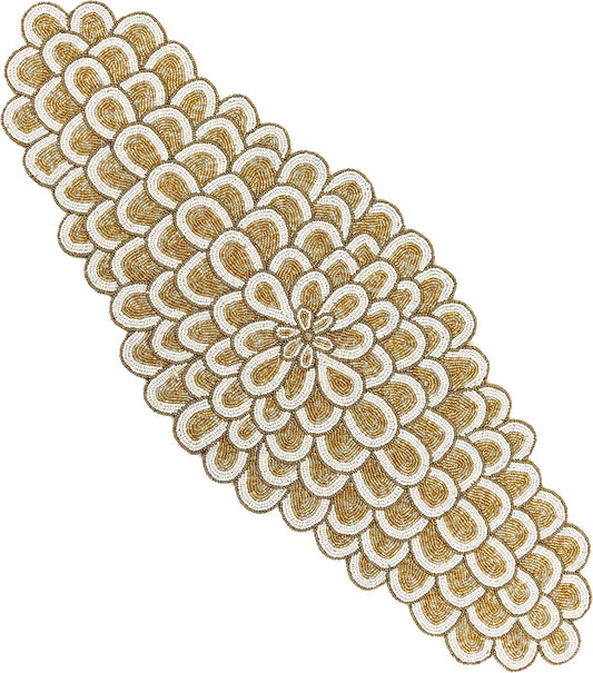 Beaded Table Runners 36 Inches, Hand Beaded Decorative Farmhouse Glitz Table Runner for Christmas Wedding Baby Shower Bridal Shower, Seasonal Winter Holiday Kitchen Dining Table - CLEENTABLE