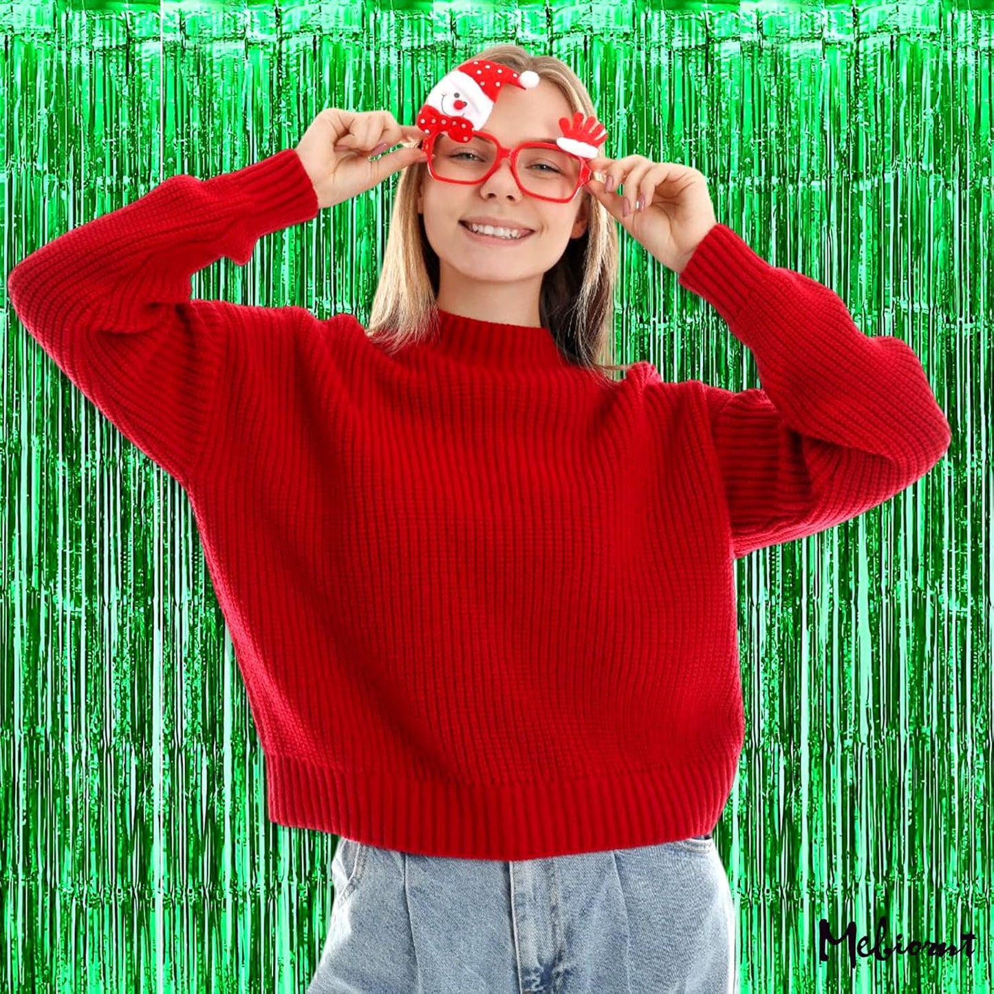 4 Pack Green Fringe Curtain Backdrop, 3.2Ft x 6.6Ft Metallic Tinsel Foil Fringe Streamers Background for Photo Booth Birthday Wedding Baby Shower Carnival Easter Mother’s Day Party Decorations