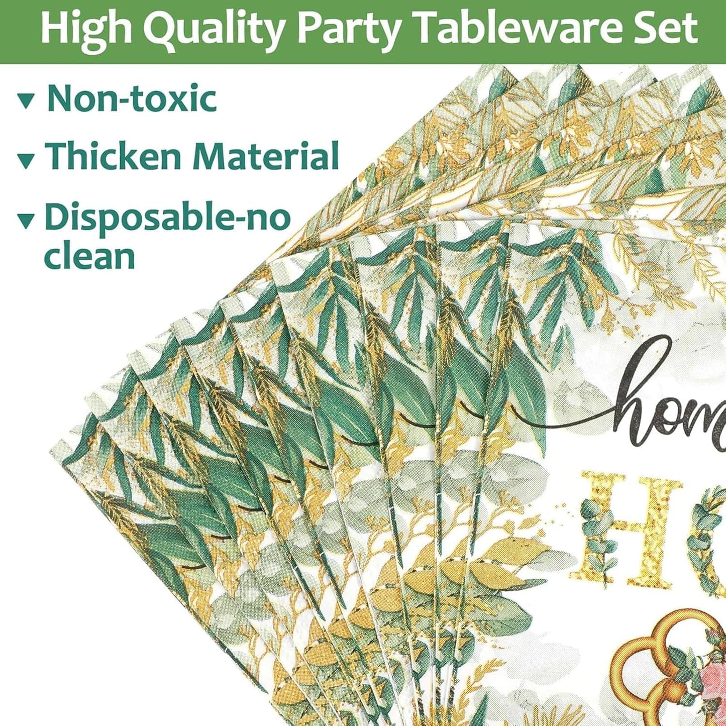 50 Guests House Warming Party Supplies Decoration Housewarming Party Plates and Napkins Forks Sweet Home Tableware Decor Rustic Floral Paper Disposable Plates for New House Wedding Supplies 200PCS