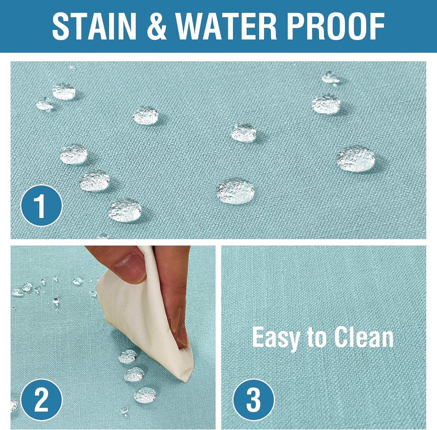 H.VERSAILTEX Linen Textured Table Cloths 54 x 80 Inch Premium Solid Tablecloth Spill-Proof Waterproof Table Cover for Dining Buffet Feature Extra Soft and Thick Fabric Wrinkle Free, Aqua