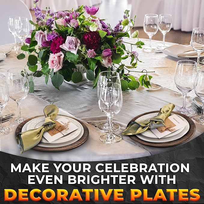 Easter Plastic Chargers for Dinner Plates Set of 4 - Large 13" Round Design -Colorfast and Elegant, Suitable for Dinner Settings, Weddings | Great Festive Home Decor Gifts, Faux Wood Charger Plates