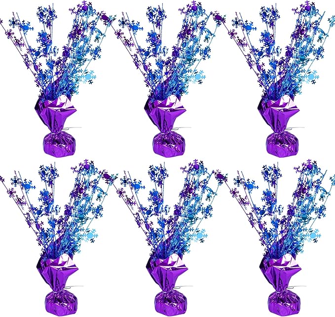 Gyufise 6 Pack Metallic Foil Spray Centerpiece Snowflake Table Decoration Burst Table Centerpieces Table Decor for Winter Wonderland Birthday Wedding Anniversary Holiday Party Supplies Multicolor