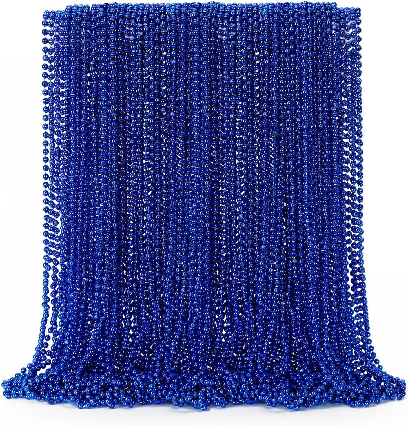 72PCS Christmas Bead Necklace, Blue Bead Necklaces Stuff, 33" Mardi Gras Beads Necklace Costume, Festival Parade Throw Accessories for Wedding Birthday Party Events Supplies Decorations