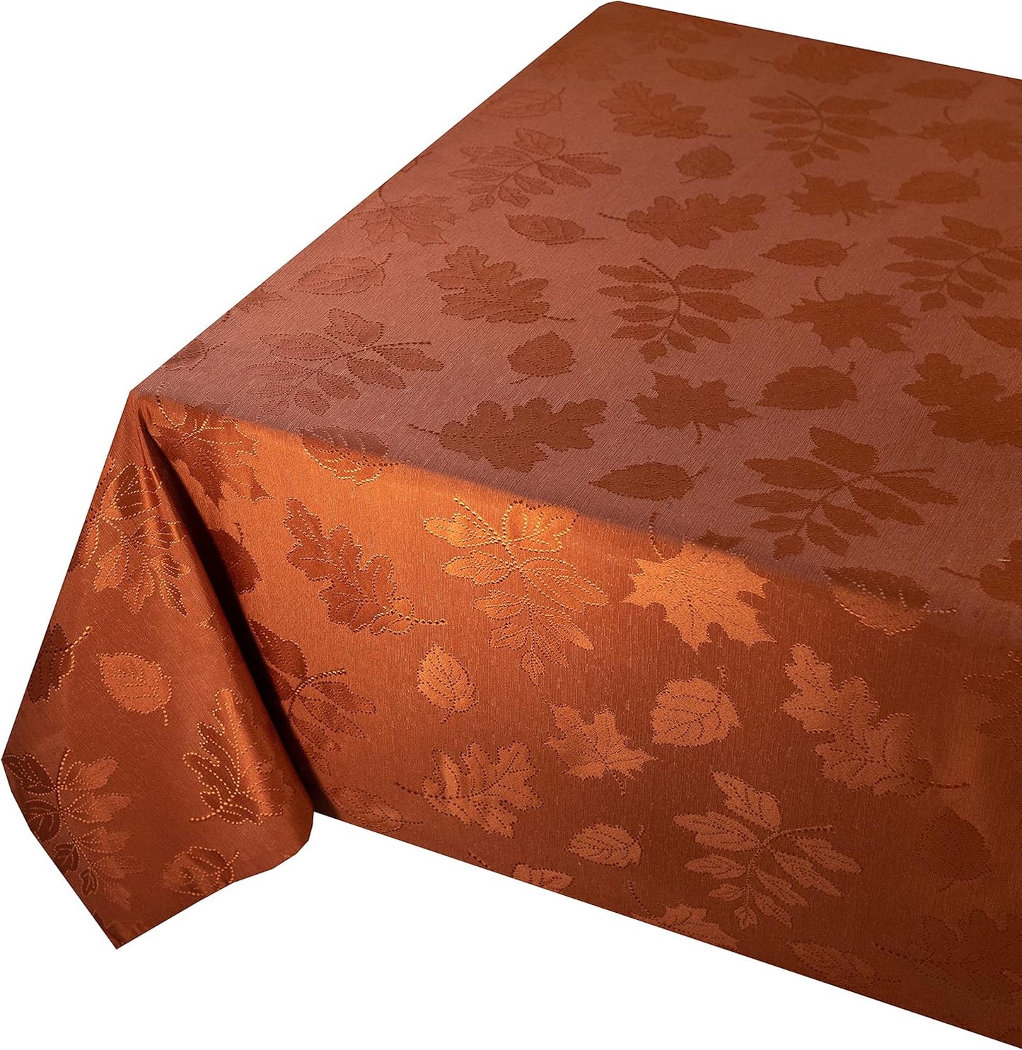 Benson Mills Harvest Legacy Damask Fabric Table Cloth Fall, Harvest, and Thanksgiving Tablecloth (Rust/Burnt Orange, 60" x 104" Rectangular)