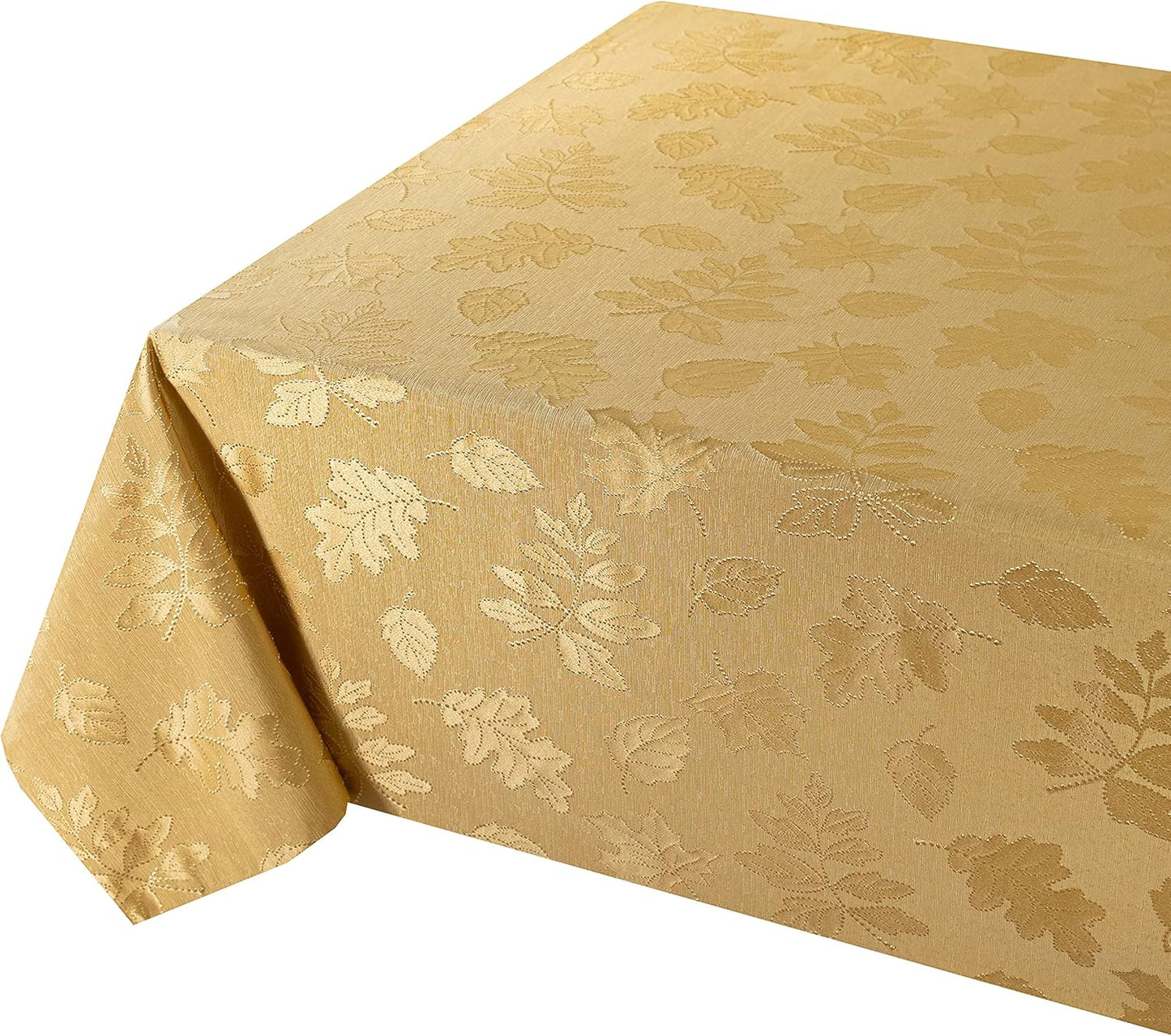 Benson Mills Harvest Legacy Damask Fabric Table Cloth Fall, Harvest, and Thanksgiving Tablecloth (Gold, 60" x 140" Rectangular)