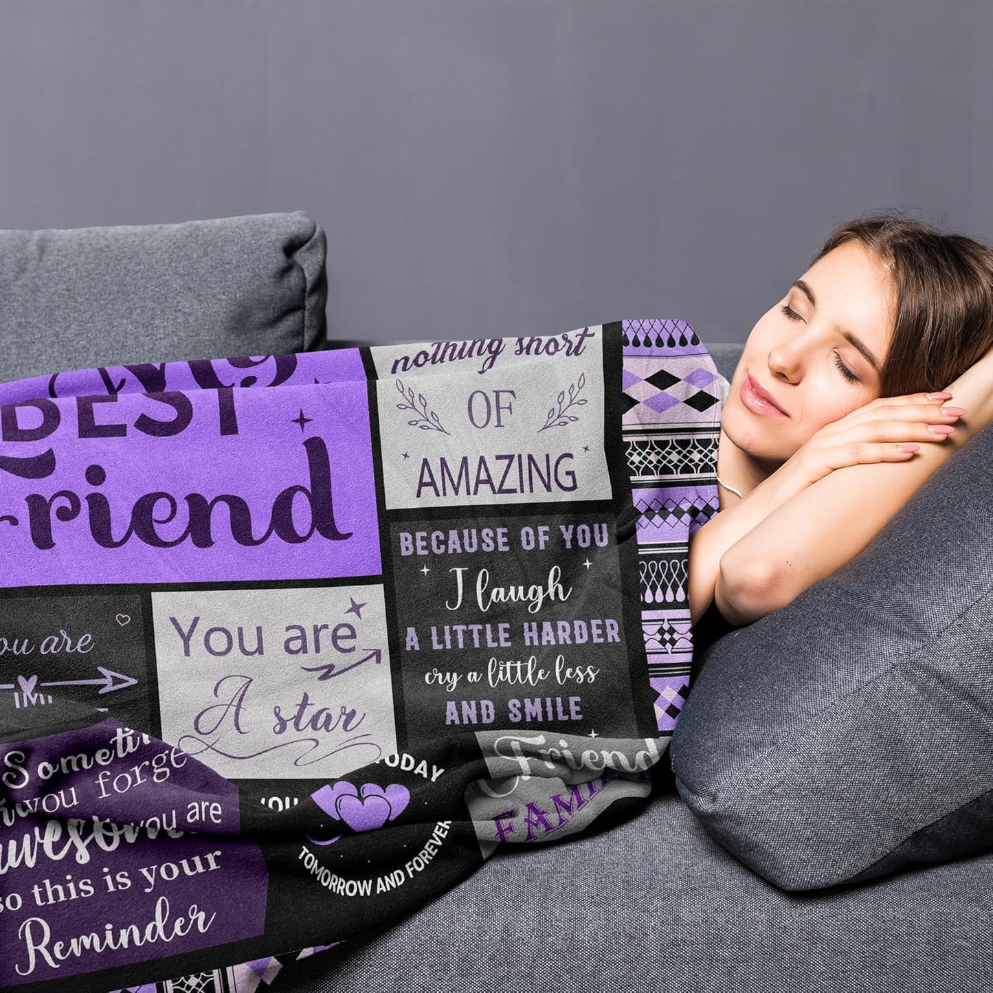 Best Friend Birthday Gifts for Women Friendship, Long Distance Friendship Gifts for Women, Christmas Mother's Day Birthday Gifts for Best Friend Woman, BFF/Soul Sister/Bestie Blanket 60" x 50"