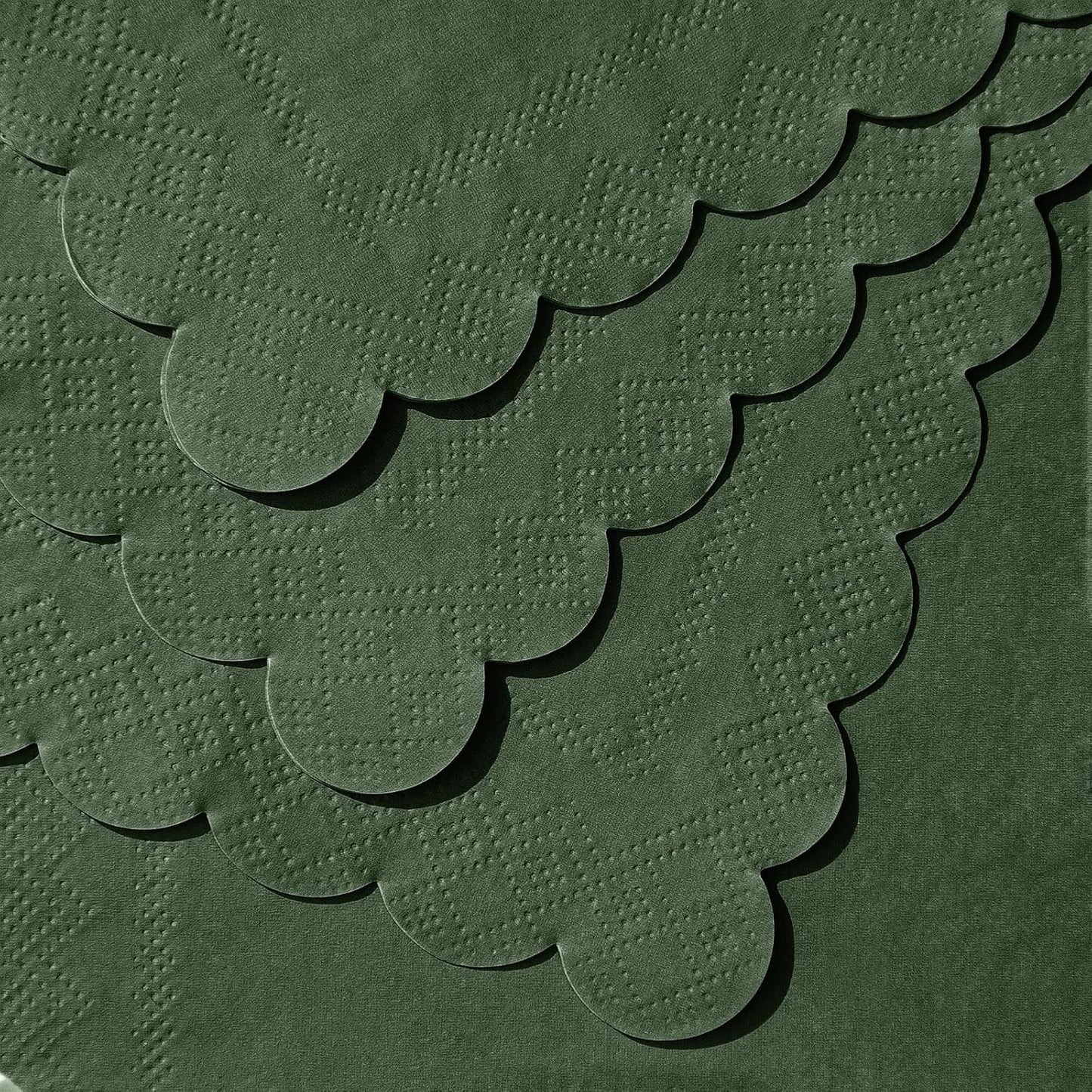 120 Pcs Cocktail Napkins Olive Green Napkins Disposable Scalloped Dessert Beverage Napkin Dark Green Dinner Napkin for Wedding, Bridal Baby Shower, Christmas, 5 x 5 Inch