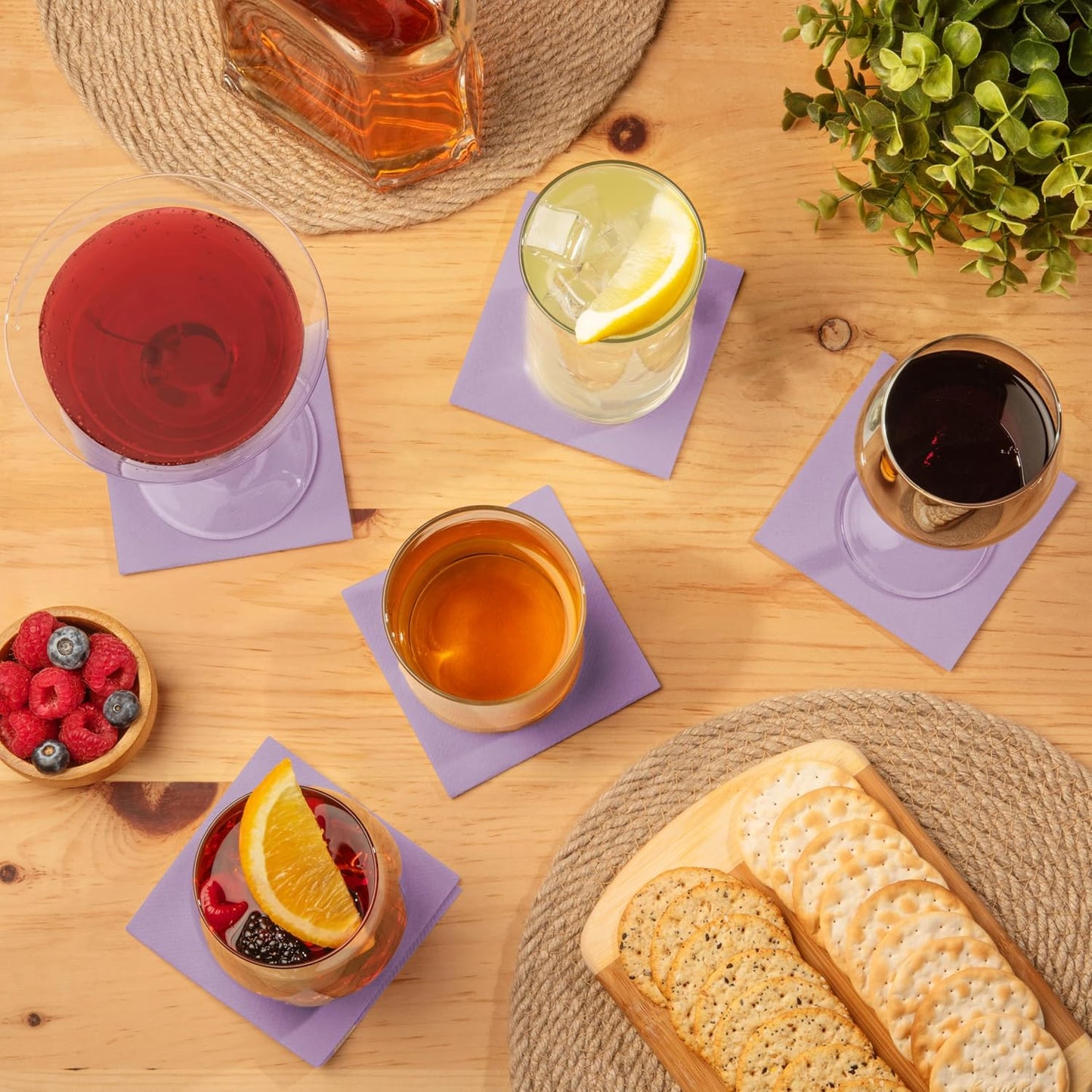 AMERICAN HOMESTEAD Cocktail Napkins - Premium 4.75"x4.75" Disposable Linen-Like Beverage Napkins - Bulk Square Party Bar Serviettes for Weddings, Parties, Events, and Daily Use - (Lilac -100 Count)