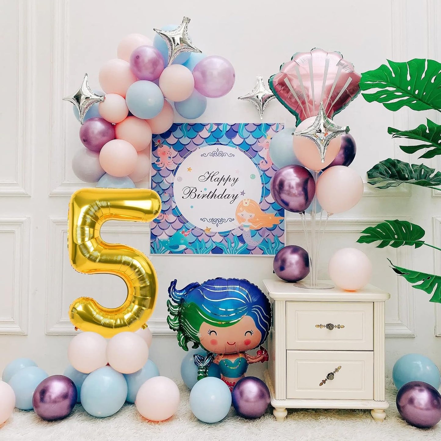 Smlpuame 40 inch Number Balloon 0-9 Gold Large Number 5 Balloons,Digital Balloons for Birthday Party Celebration Decorations Supplies, Helium Foil Number Balloons for Wedding Anniversary