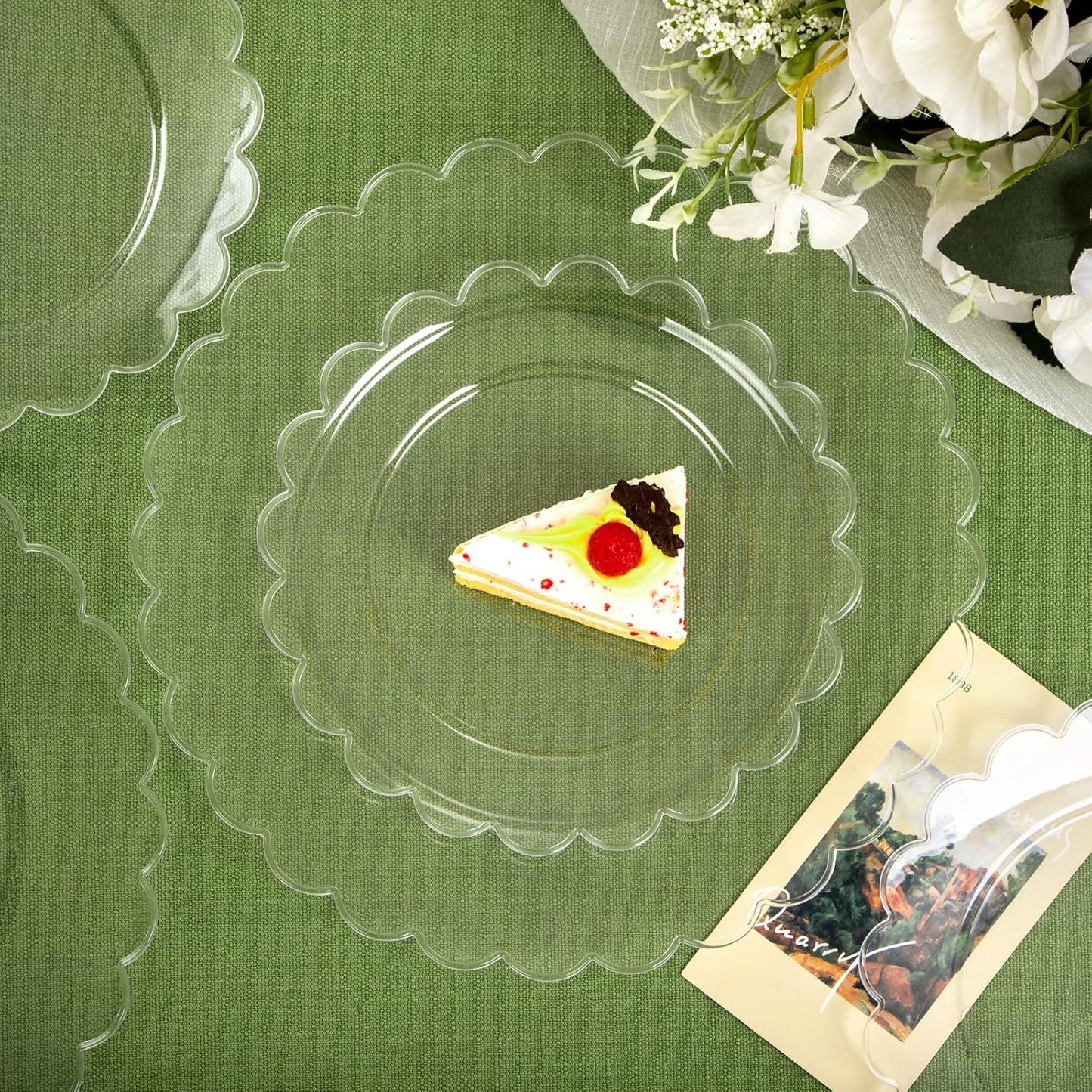 supernal 100pcs Clear Plastic Plates,Disposable Plastic Plates Heavy Duty,Premium Plate,Includes 50 Clear Dinner &50 Dessert Plate,for Party,Wedding,Brial Shower