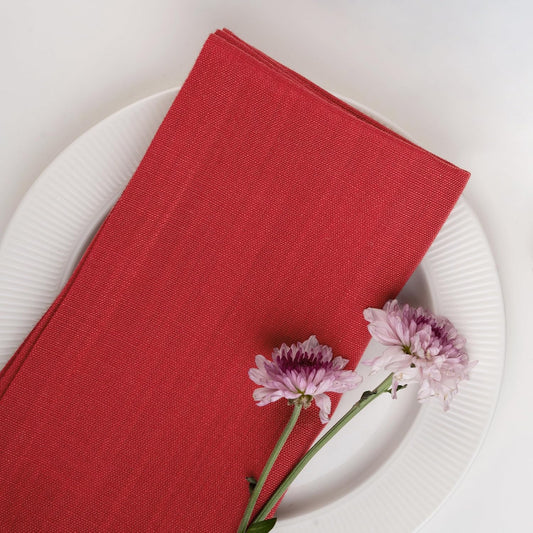D'Moksha Homes Bright Red Linen Napkins 18 x 18 Inch - 100% Pure Linen Cloth Washable Dinner Napkins Set of 4 for Fall, Thanksgiving, Christmas, Holiday