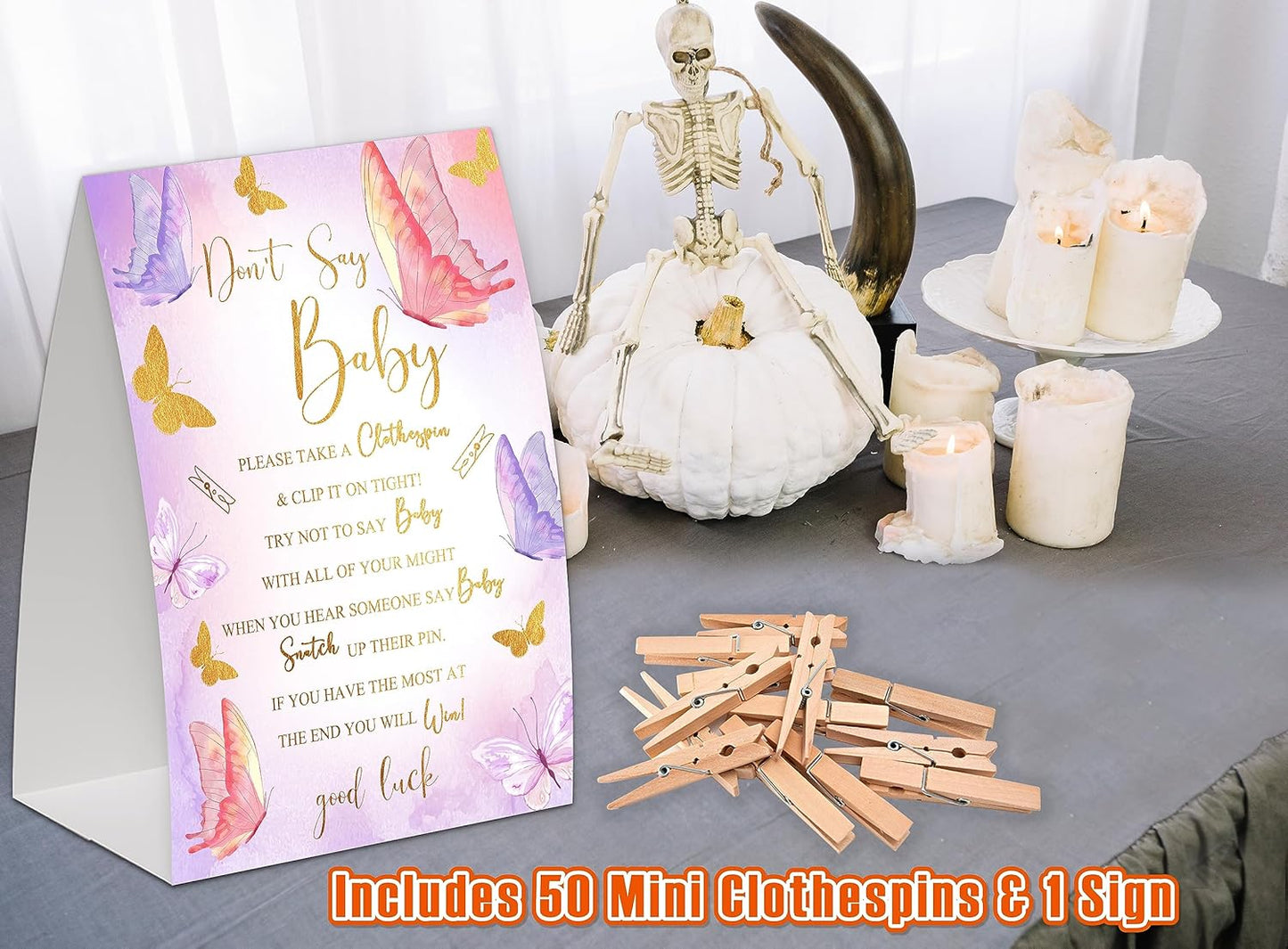 Watercolor Butterfly Shower Decorations,Don't Say Baby Baby Shower Game,Gender Neutral Baby Shower Decorations,Small Clothespin Game,Baby Shower Ideas,Baby Shower Games 50 Guest,Fall Party Games