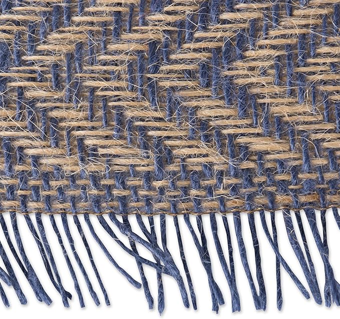 DII Jute Burlap Collection Kitchen Tabletop, Table Runner, 14x72, Chevron Blue