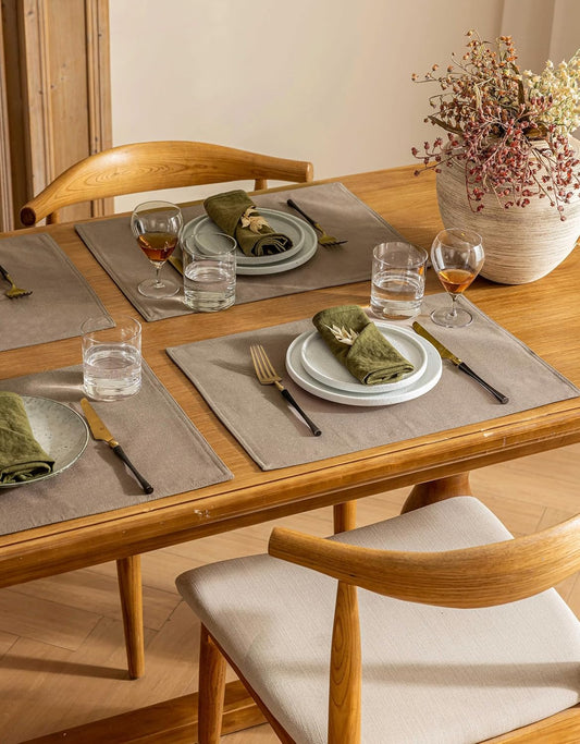 Cloth Placemats Set of 8 Machine Washable Burlap Brown Neutral Plate Coasters for Dining Table Mats Farmhouse Kitchen Table Decorations 12x18 Inch