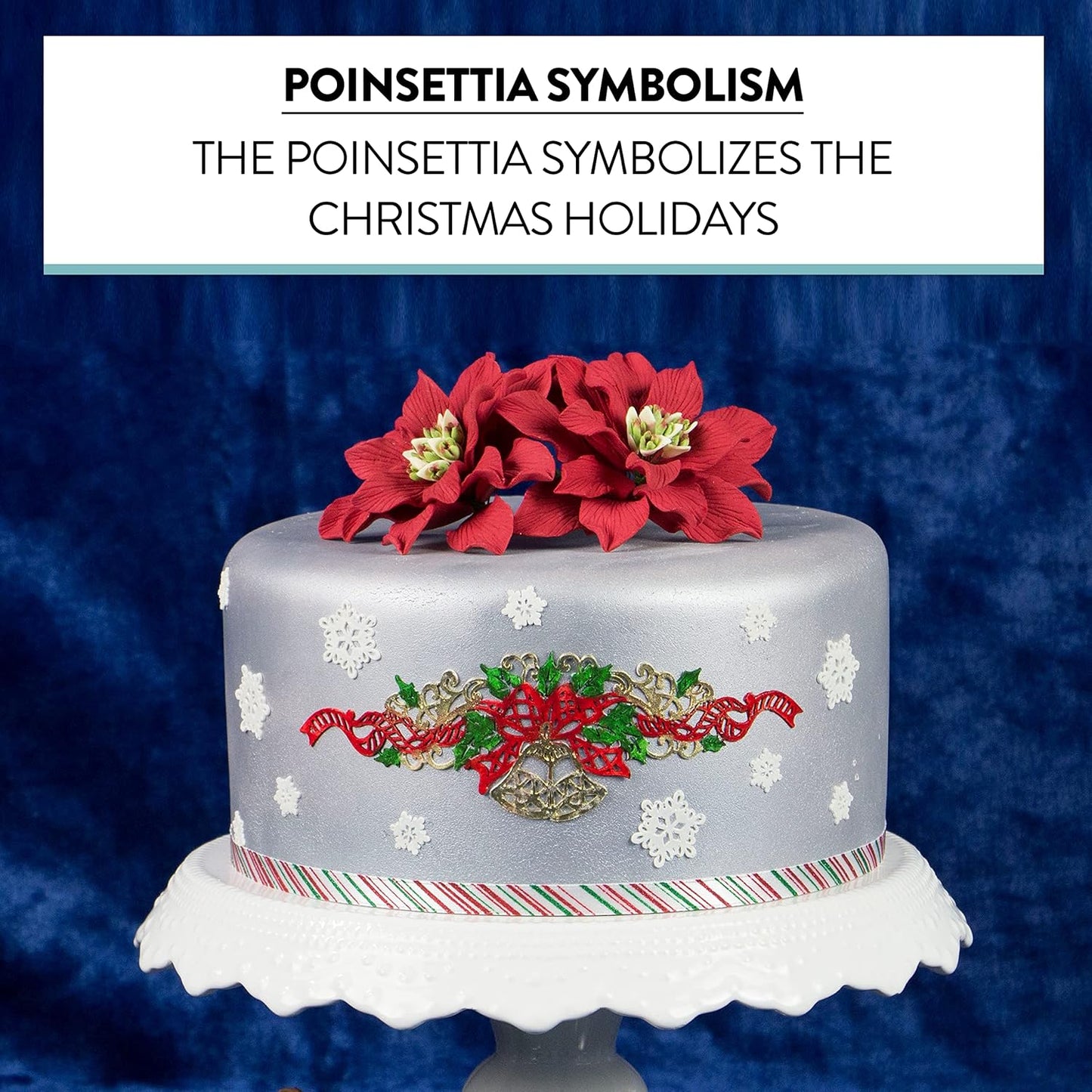 Global Sugar Art Poinsettia Fancy Sugar Cake Flowers, Red, Small, 3 Count by Chef Alan Tetreault. Perfect for Christmas Cake Decorations, Yule Logs, Gingerbread Houses, and more.
