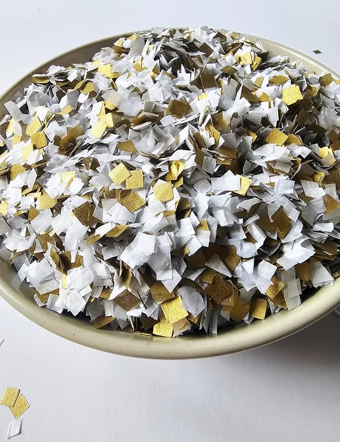 White Gold Confetti Mix Biodegradable Party Decor (75g/2oz