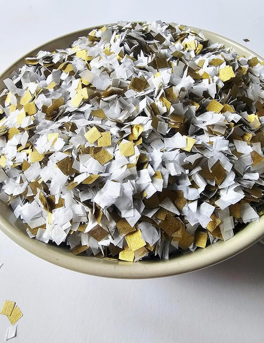 White Gold Confetti Mix Biodegradable Party Decor (75g/2oz