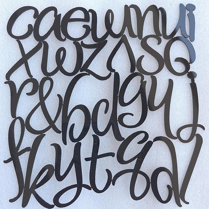 Black Acrylic Calligraphy Letters Cake Toppers - DIY Personalized Decoration for Birthdays, Weddings & Parties(BL-LETTERS)