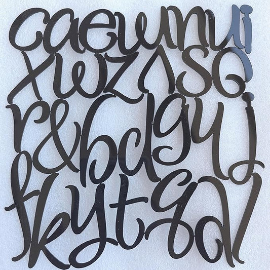 Black Acrylic Calligraphy Letters Cake Toppers - DIY Personalized Decoration for Birthdays, Weddings & Parties(BL-LETTERS)