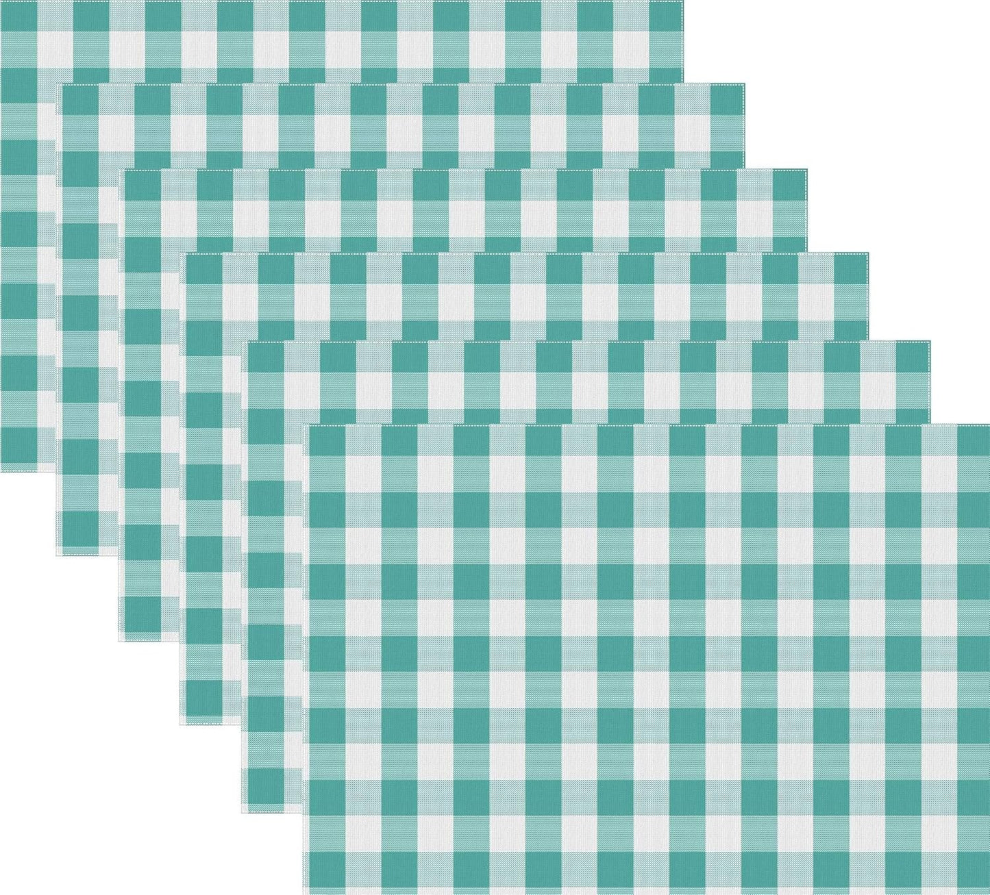 Urban VillaPlacemats for Dining Table 100% Cotton Placemats 14''x20'' Over Sized Tablemats Set of 6 Placemats Aqua/White Color Buffalo Check Tablemats for Family Dinners Wedding PartiesPlacemats