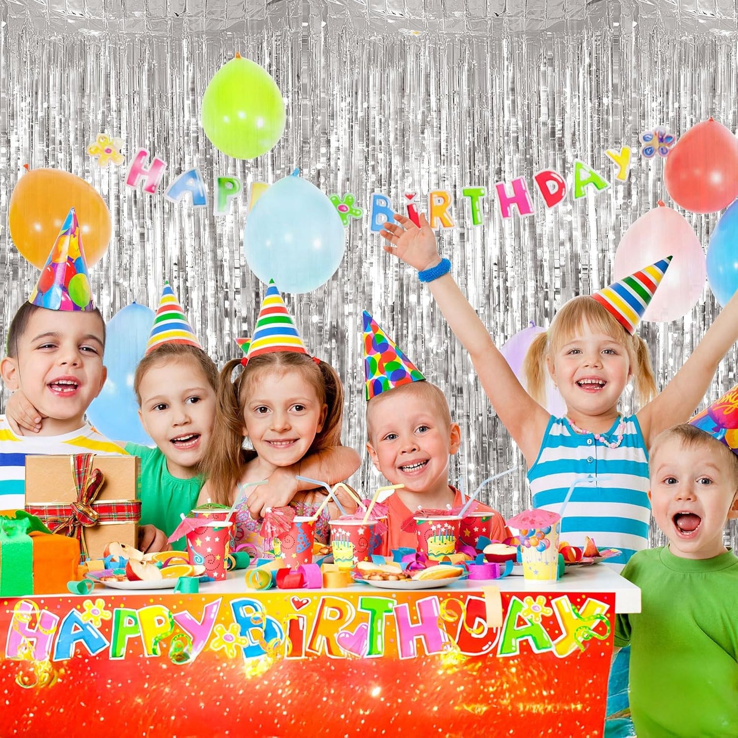 Streamer Party Decorations - 3.28 ft x 6.56 ft Metallic Foil Fringe Curtains Party Streamer Photo Backdrop for Birthday, Wedding, Baby Shower & Holiday Decor