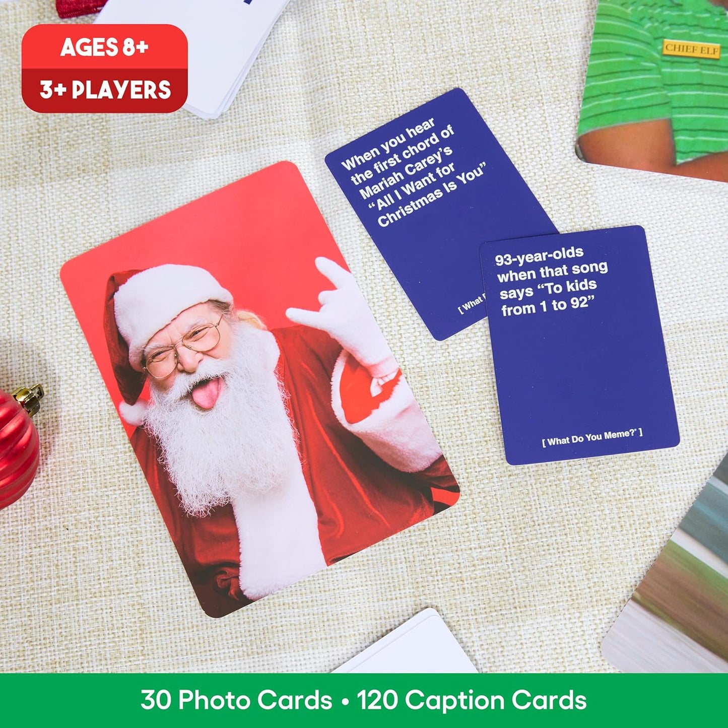 WHAT DO YOU MEME? Holiday Family Edition by Relatable, Holiday Games Travel Pack, Christmas Party Game, Includes 30 Photo Cards and 120 Caption Cards
