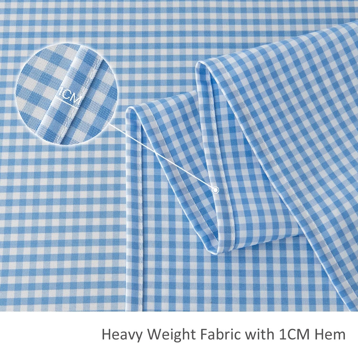 maxmill Checkered Rectangle Dining Room Tablecloth Water Resistance Wrinkle Free Spillproof Heavy Weight Gingham Plaid Table Cloth for Banquet Parties Holiday Dinner, 60 x 84 Inch Light Blue White