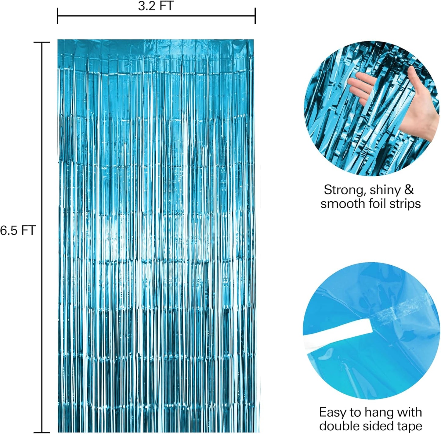 2 Pack Light Blue Fringe Backdrop Curtains, Light Blue Streamers Party Backdrop, Christmas Decorations, New Year Decorations, White Party Decorations Supplies For Birthday, Holidays, Parties & More
