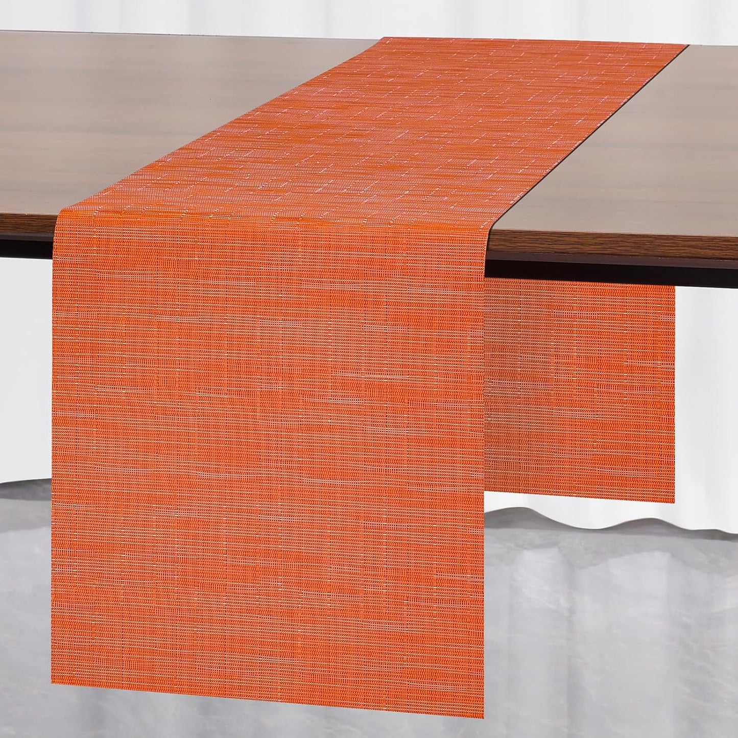 Myir JUN Table Runner, Vinyl Table Runner Indoor 55 Inch Long Arbitrarily Cropped Runner for Table Heatproof for Home Party (Orange, 12 x 55 inch)