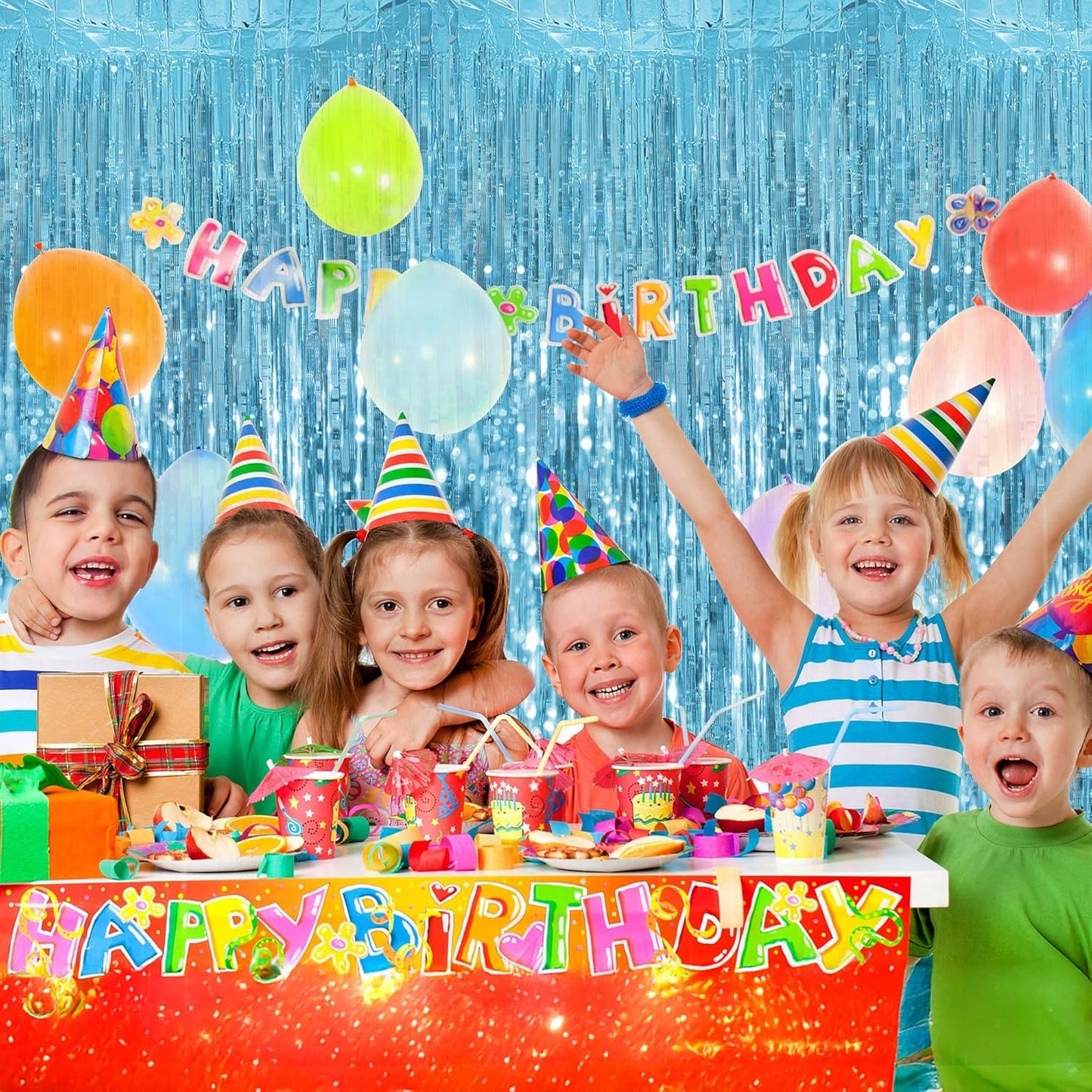 Streamer Party Decorations - 3.28 ft x 6.56 ft Metallic Foil Fringe Curtains Party Streamer Photo Backdrop for Birthday, Wedding, Baby Shower & Holiday Decor