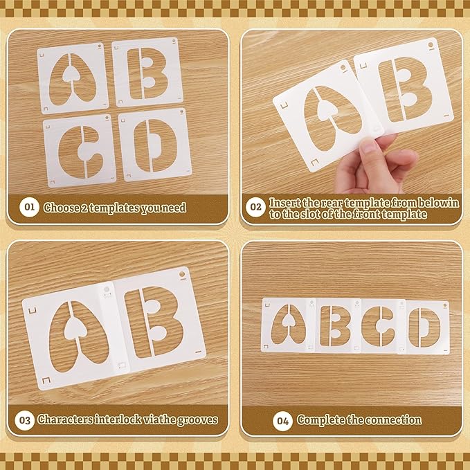 160Pcs Letter and Number Stencils Set for Painting,4&3&2&1Inch Reusable Alphabet Numbers Symbols Stencils Kit,Large&Small Plastic Stencils on Chalkboard Wood Signs Walls Fabric DIY Art Craft Project
