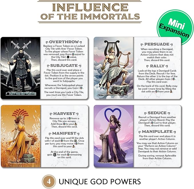 Monsters & Mandates Expansion for Pantheum by Archwood Games | 3 Modular Add-Ons with New Demigods, Monsters & Mandate Missions | Strategy Expansion for Ages 12+ | 1–4 Players | 45–60 Min Playtime
