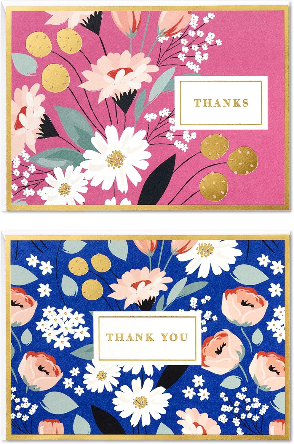 Hallmark Thank You Cards Assortment, Pink and Blue Floral (50 Thank You Notes with Envelopes for Wedding, Bridal Shower, Baby Shower, Business, Graduation)