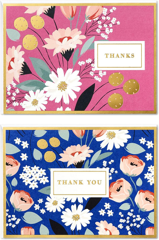 Hallmark Thank You Cards Assortment, Pink and Blue Floral (50 Thank You Notes with Envelopes for Wedding, Bridal Shower, Baby Shower, Business, Graduation)