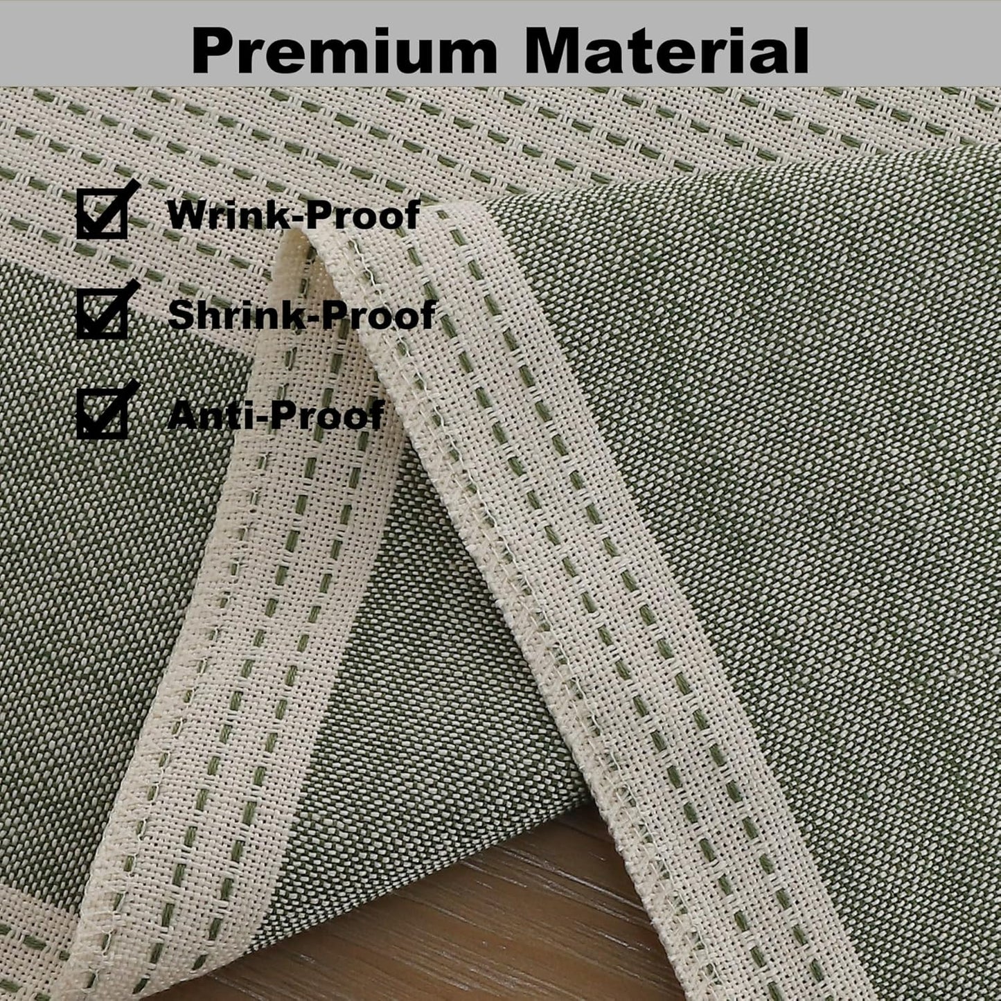 Gernaice Boho Table Runner, Rustic Striped Cotton Linen Farmhouse Table Runners for Dresser End Coffee Table Home Decor, 36" L X 13" W Sage Green