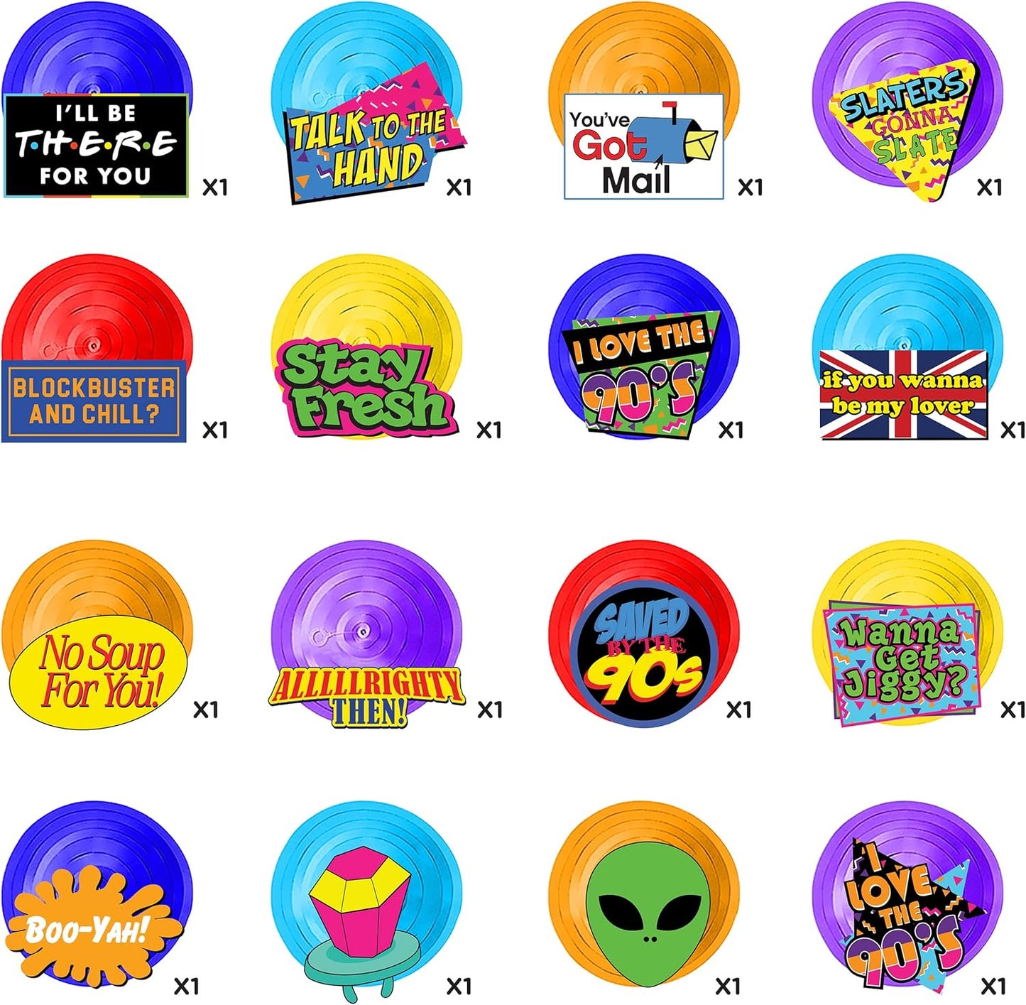 32 Piece 90s Party Hanging Swirls Decorations, Throwback 1990s Themed Party Supplies and Favors