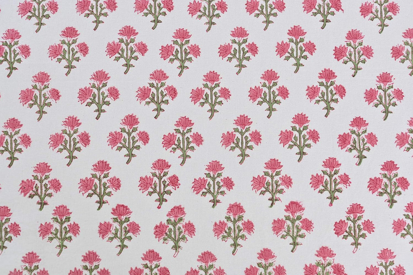 ATOSII Gulbahar White Pink 100% Cotton Fall Rectangle Tablecloth, Handblock Print Floral Table Cloth for Kitchen Dining Linen I Thanksgiving Christmas Weddings Outdoors I 72 X 108 Inches I 8 Seater