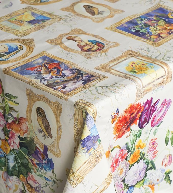 Maison d' Hermine Table Cloth Rectangle Table 100% Cotton 60 x 108 Inches Tablecloth Reusable Decorative for Dining Room Farmhouse Home Valentines Day Decorations Spring Summer - Masterpiece