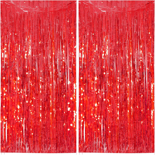Streamer Party Decorations - 3.28 ft x 6.56 ft Metallic Foil Fringe Curtains Party Streamer Photo Backdrop for Birthday, Wedding, Baby Shower & Holiday Decor