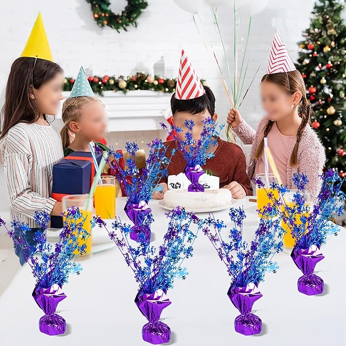 Gyufise 6 Pack Metallic Foil Spray Centerpiece Snowflake Table Decoration Burst Table Centerpieces Table Decor for Winter Wonderland Birthday Wedding Anniversary Holiday Party Supplies Multicolor