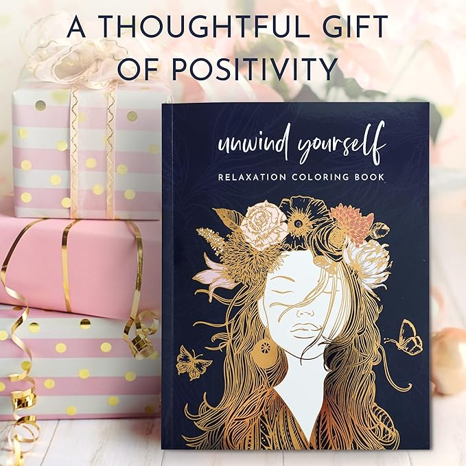 RYVE Adult Coloring Book for Women with Stress Relief & Relaxation Exercises - Mindfulness Coloring Book for Adults Relaxation, Unique Depression, Anxiety & Stress Relief Gifts for Women