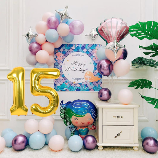 Smlpuame 40 inch Number Balloon 0-9 Gold Large Number 15 Balloons,Digital Balloons for Birthday Party Celebration Decorations Supplies, Helium Foil Number Balloons for Wedding Anniversary