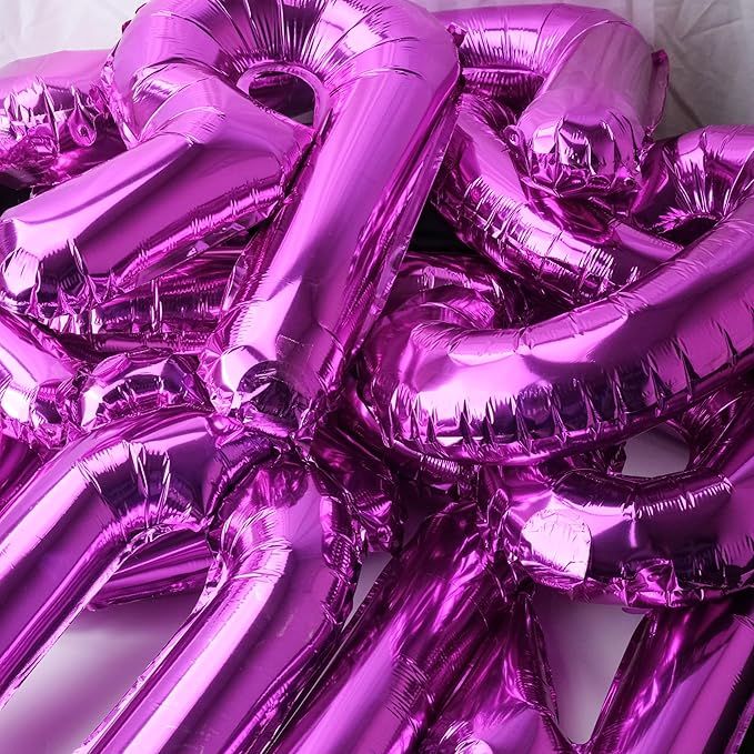 [52 PCS] 16" Foil Hot Pink Letter Balloons 2 Sets of A-Z, Mylar Aluminum Hanging Alphabet for Romance Valentine's day Graduation New Year eve Birthday Party Decorations